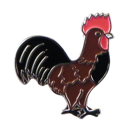 Brown Chicken Rooster Cockerel Bird Metal Enamel Lapel Pin Badge