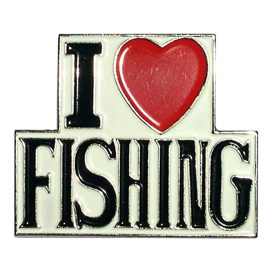 I Love Fishing, Fisherman's Metal Enamel Lapel Pin Badge