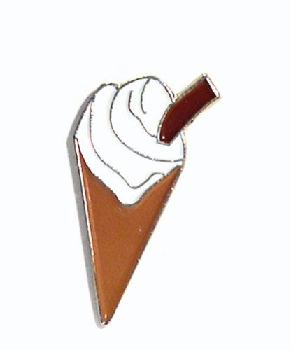 Vanilla Ice Cream Cone Metal Enamel Lapel Pin Badge