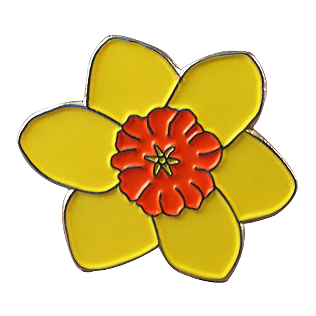 Yellow Welsh Daffodil Flower Metal Enamel Lapel Pin Badge
