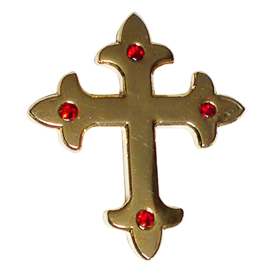 Golden Gothic Religious Cross Metal Enamel Lapel Pin Badge