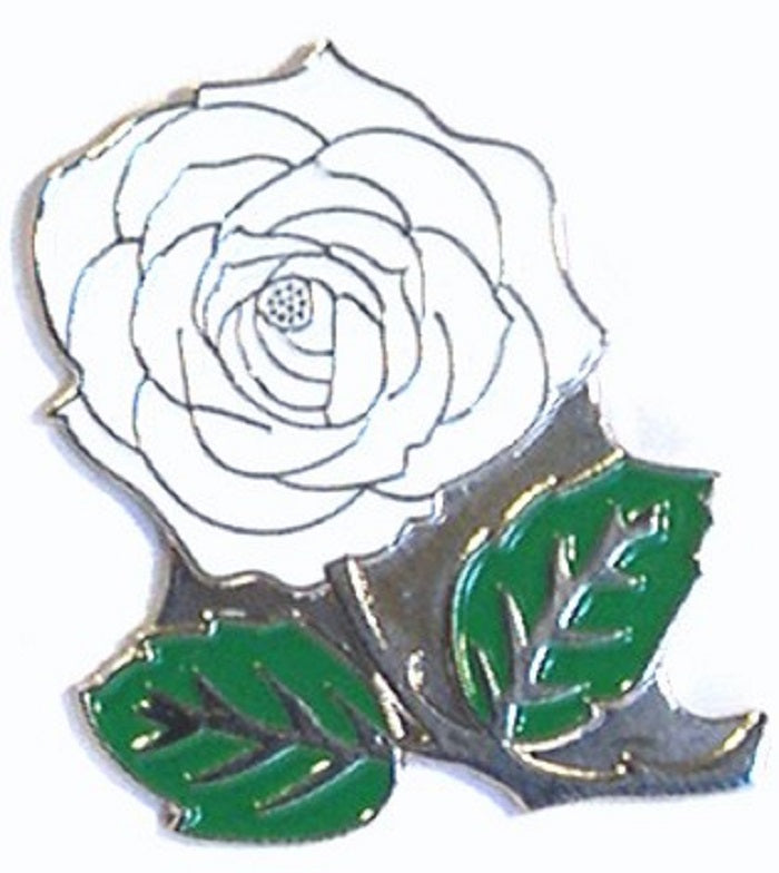 White English Rose Flower Metal Enamel Lapel Pin Badge