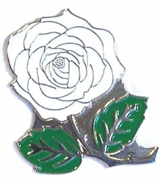 White English Rose Flower Metal Enamel Lapel Pin Badge