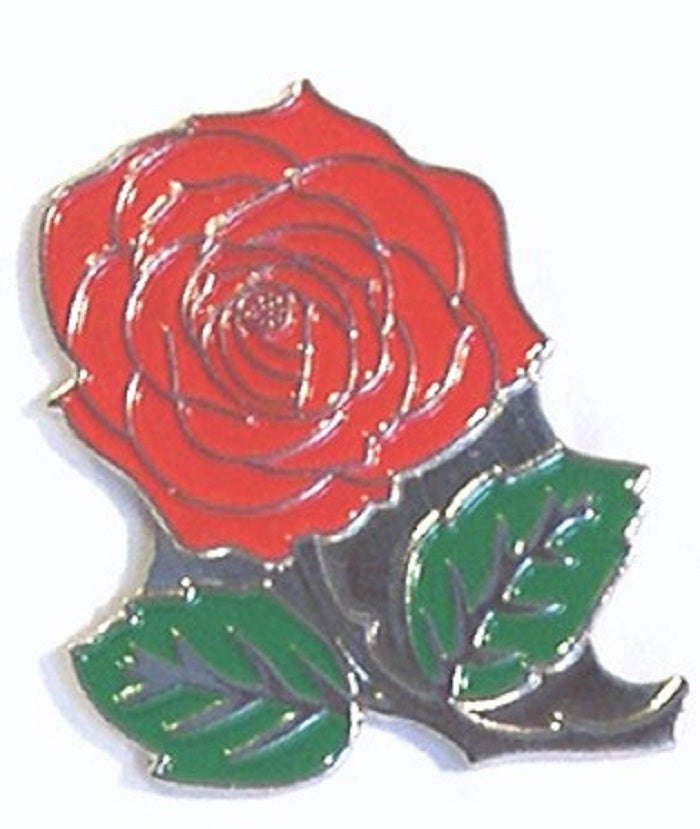 Red English Rose Flower Metal Enamel Lapel Pin Badge