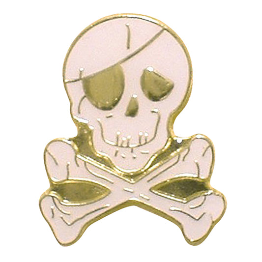 White Skull & Crossbones Pirates Metal Enamel Lapel Pin Badge