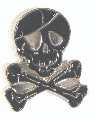 Black Skull & Crossbones Pirates Metal Enamel Lapel Pin Badge
