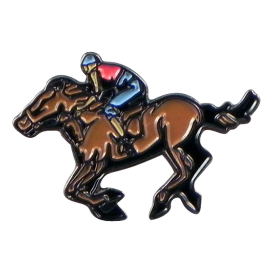 Horse & Jockey Equestrian Racing Metal Enamel Lapel Pin Badge