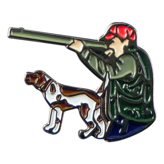 Hunter & Gun Dog. Gamekeepers Metal Enamel Lapel Pin Badge