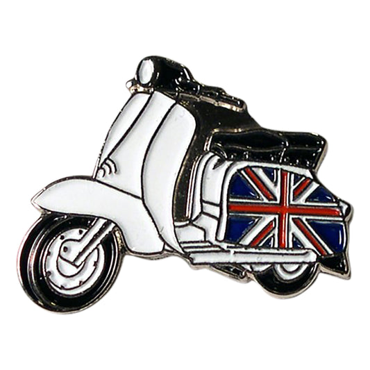 MODS Scooter with British UK Union Jack Flag Metal Enamel Lapel Pin Badge