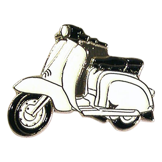 MODS Scooter in White Metal Enamel Lapel Pin Badge