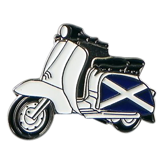 MODS Scooter with Scottish Saltire Flag Scotland's Metal Enamel Lapel Pin Badge