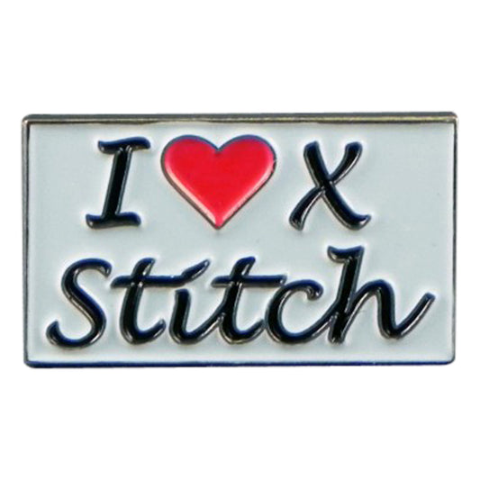 I Love Cross Stitch, Sewing Embroidery Metal Enamel Lapel Pin Badge