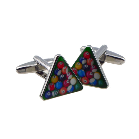 American Pool Balls Triangle Design Cufflinks - (X2AJ443) | Ashton and Finch