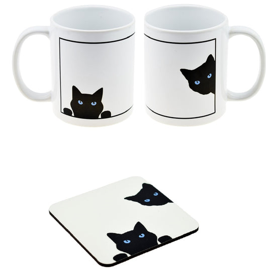 Peeping Cat Mug with Coaster – Pet Novelty Cup | Ashton and Finch
