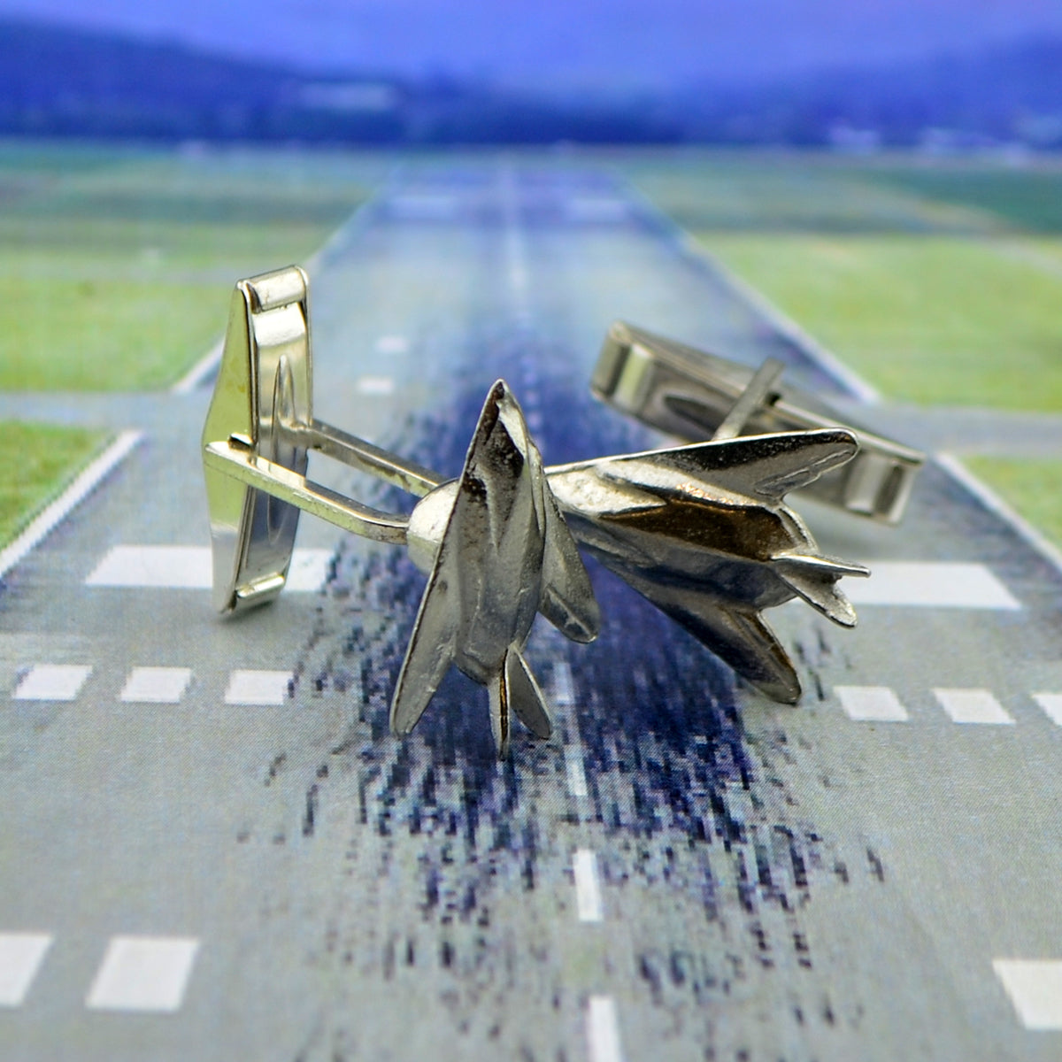 English Made Stealth Fighter Plane Aeroplane Aircraft Pilots Pewter Cufflinks | Ashton and Finch