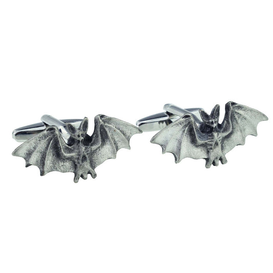 English Made Pewter Bat With Spread Wings Cufflinks | Ashton and Finch