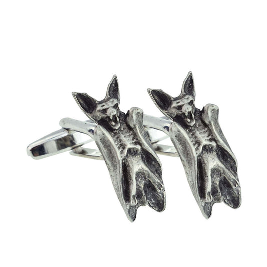 English Made Pewter Bat with Closed Wings Cufflinks | Ashton and Finch