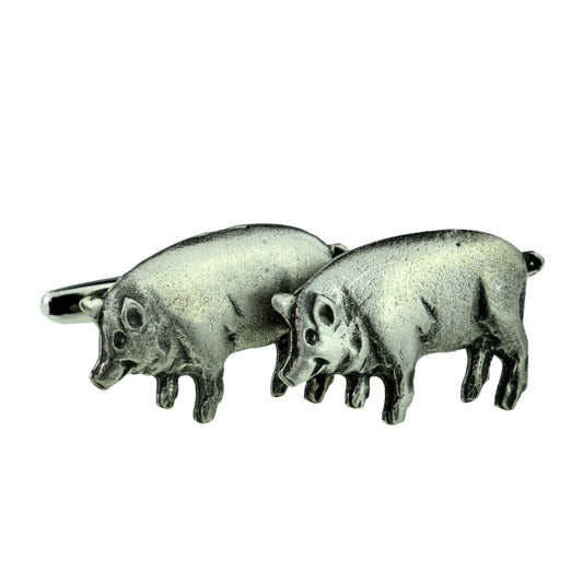 Pig Farm Animal English Pewter Cufflinks | Ashton and Finch