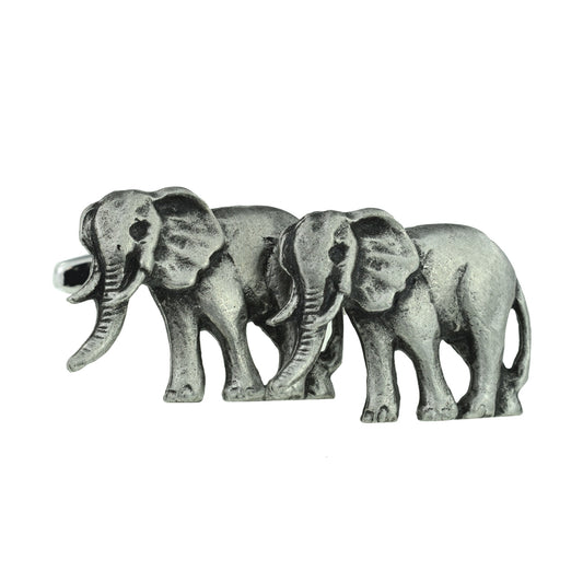 Elephant Safari Animal English Pewter Cufflinks | Ashton and Finch