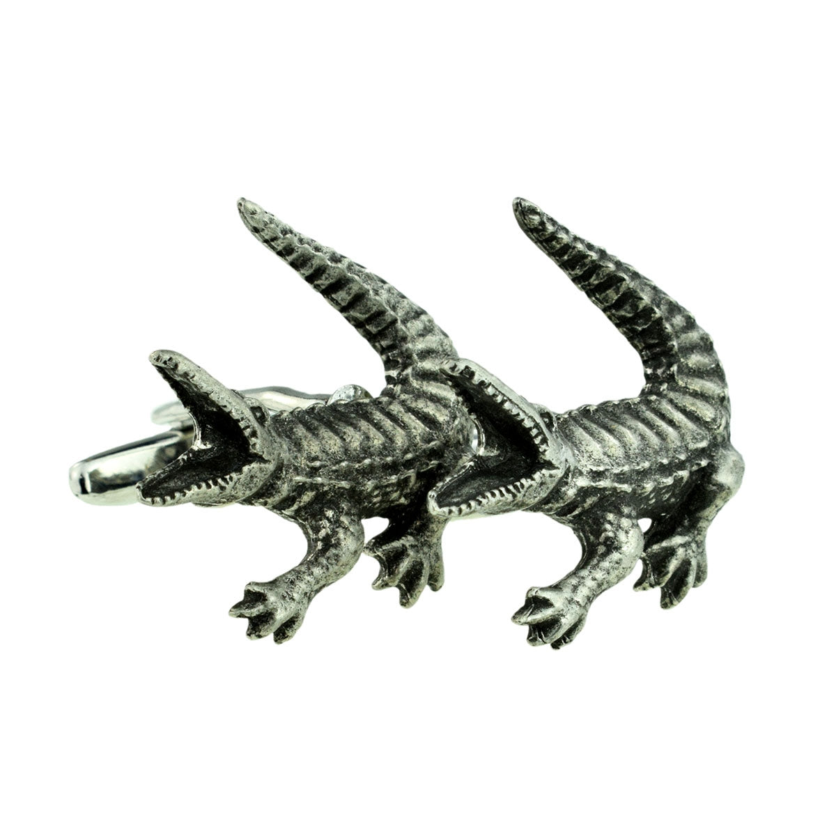 Alligator Crocodile Animal English Pewter Cufflinks | Ashton and Finch