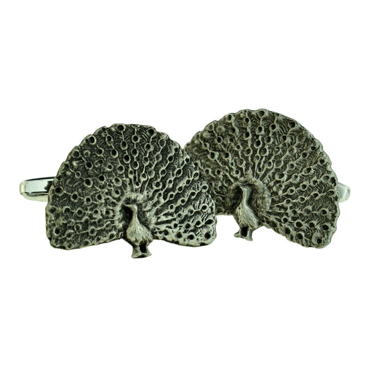 Peacock Bird English Pewter Cufflinks | Ashton and Finch