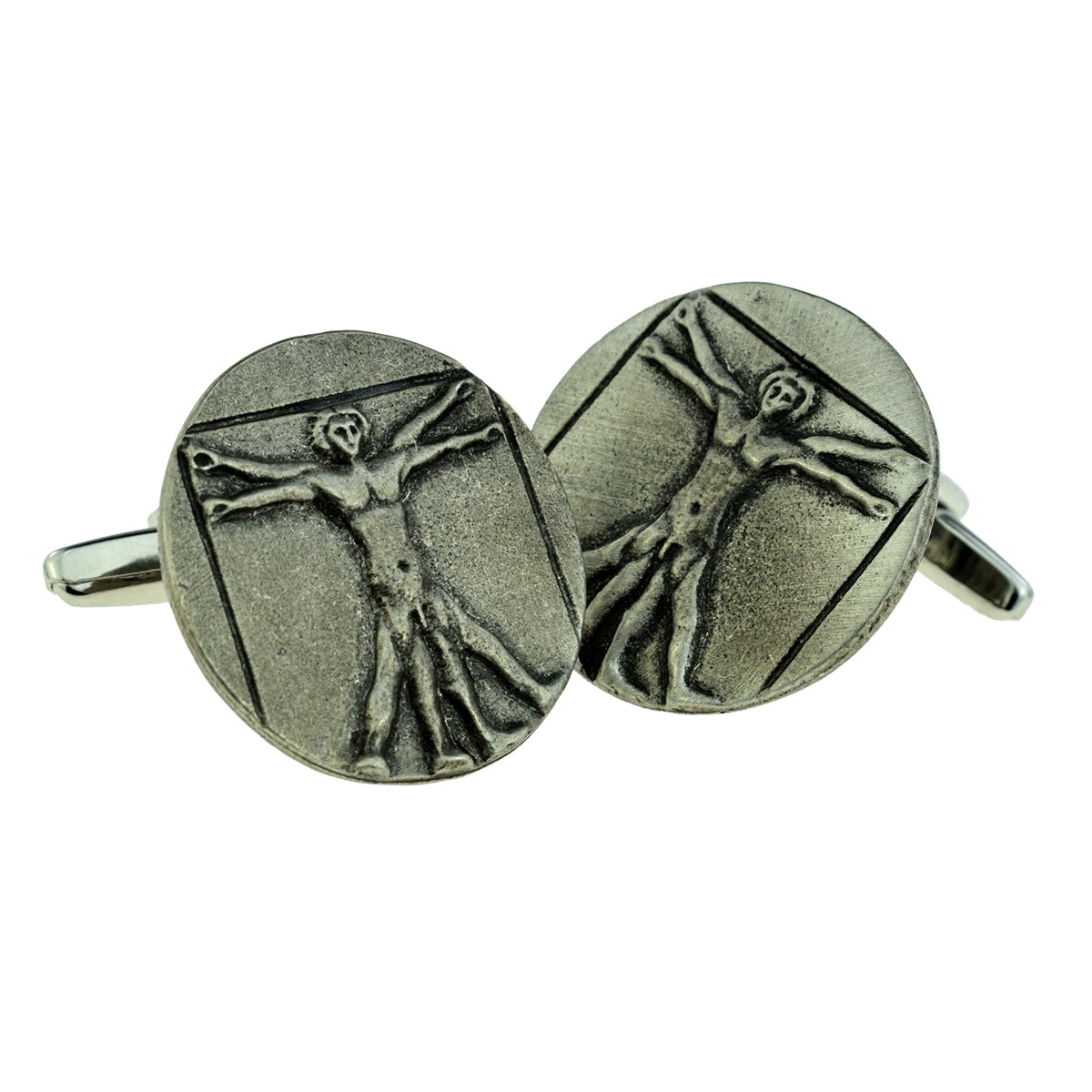 Vitruvian Man Design Pewter Cufflinks | Ashton and Finch