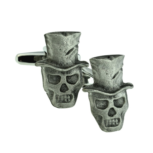 Skull in top hat English Pewter Cufflinks | Ashton and Finch