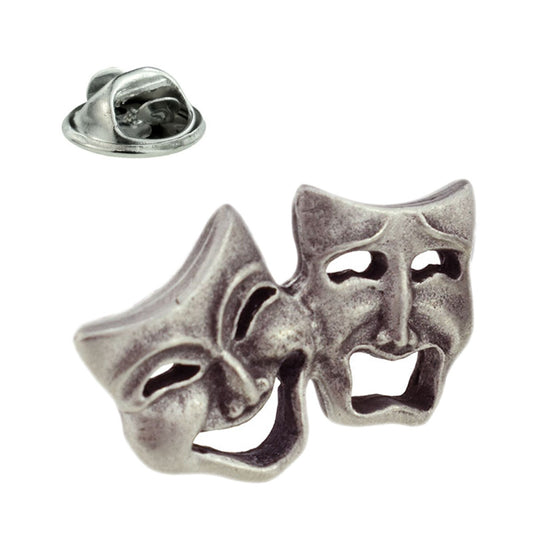 Drama Comedy Tragedy English Made Pewter Theatre Masks Drama Lapel Pin Badge