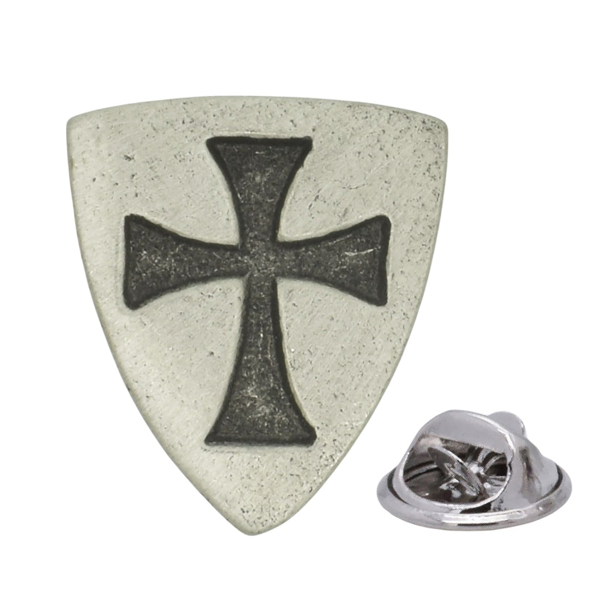 Templar Shield English Made Pewter Lapel Pin Badge