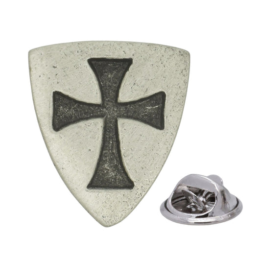 Templar Shield English Made Pewter Lapel Pin Badge