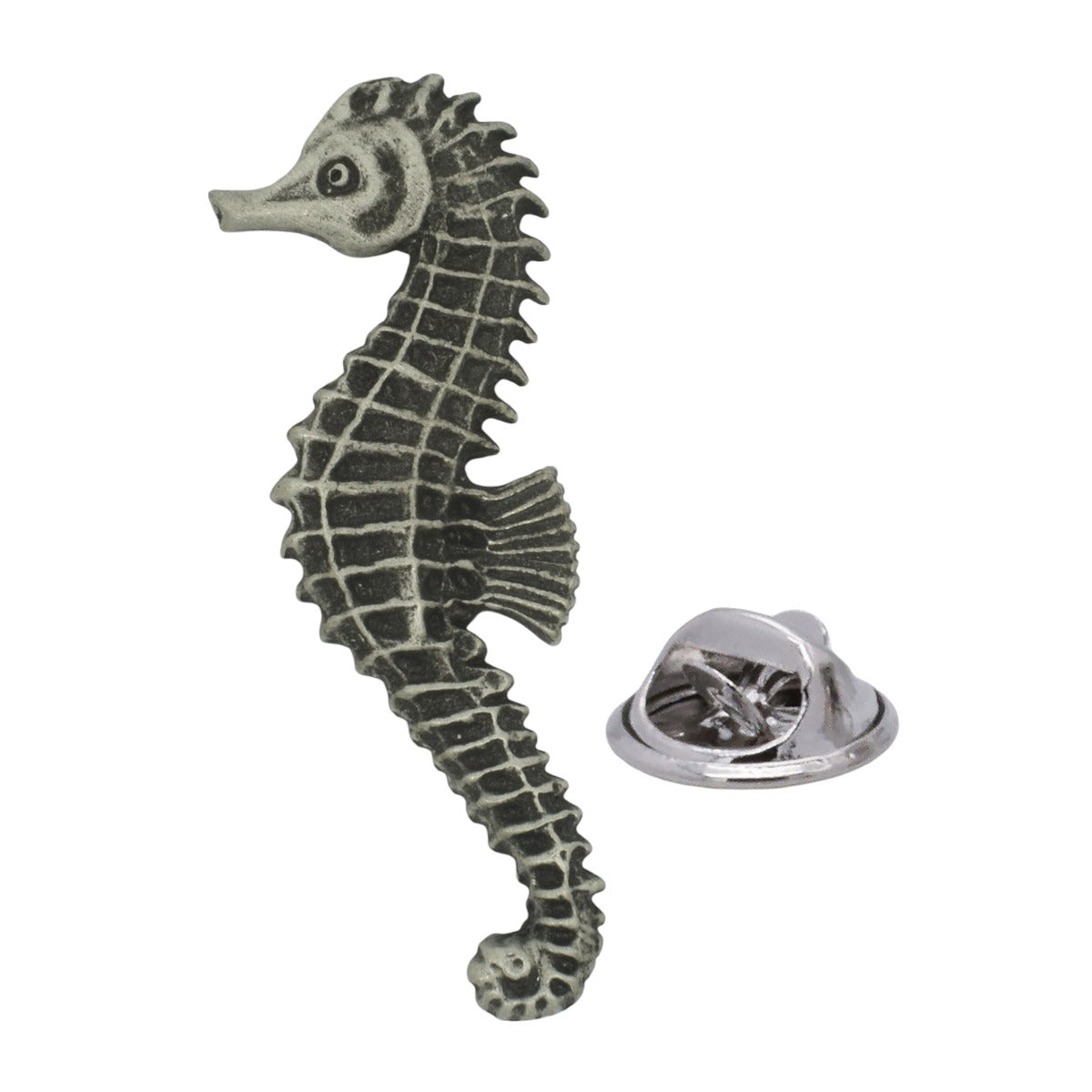 Sea Horse English Made Pewter Lapel Pin Badge