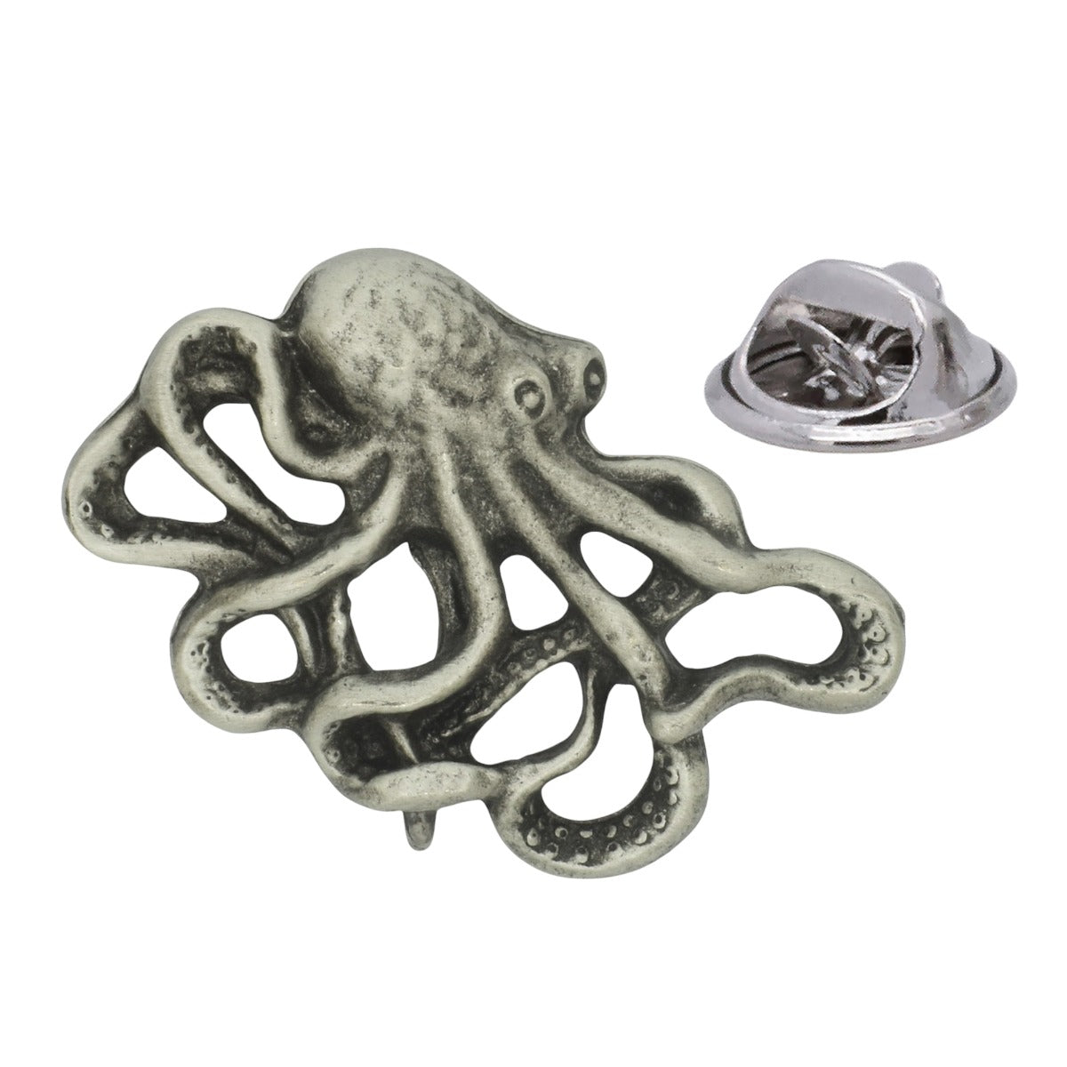 Octopus English Made Pewter Lapel Pin Badge
