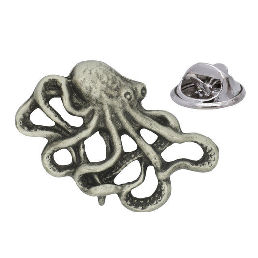 Octopus English Made Pewter Lapel Pin Badge