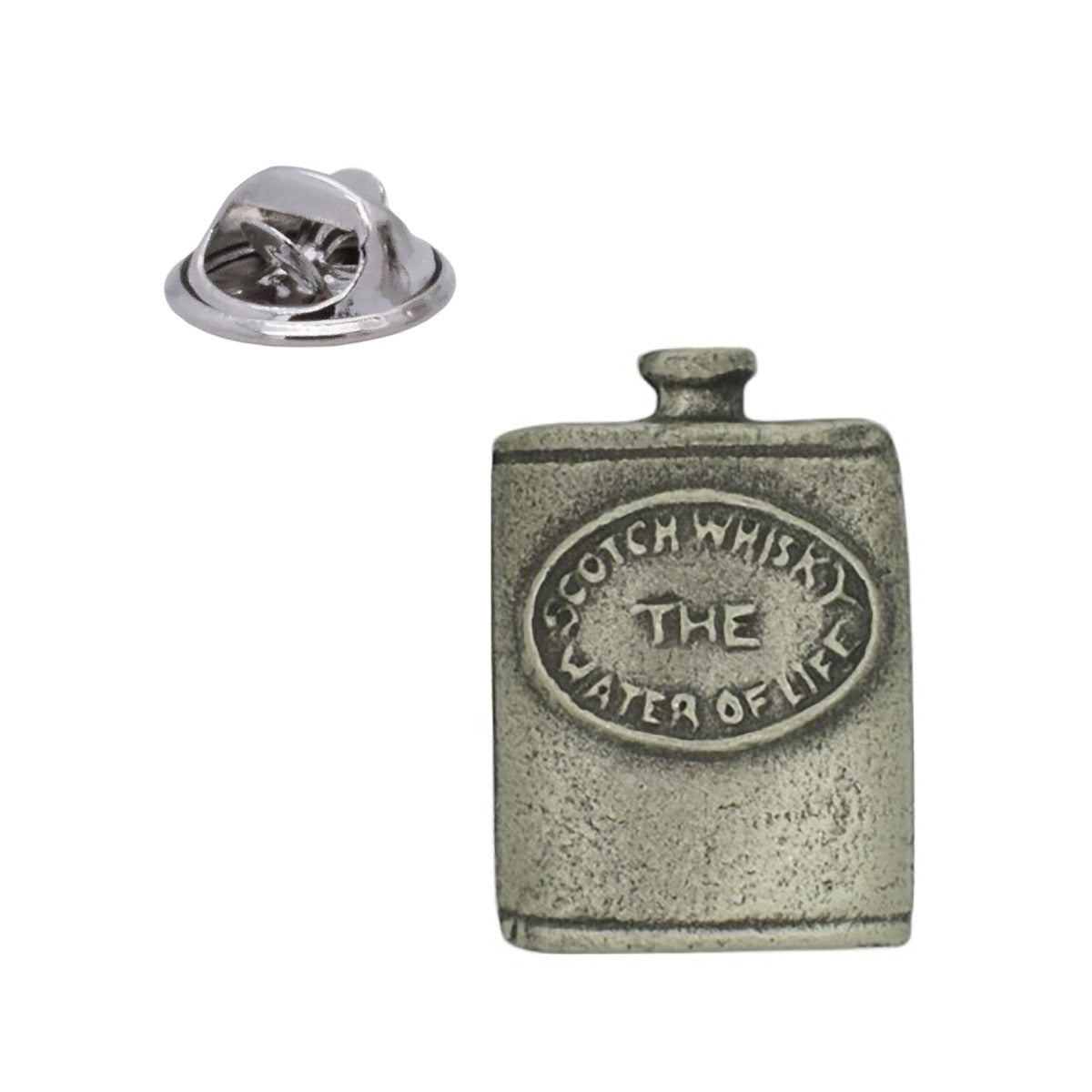 Whiskey Flask English Made Pewter Lapel Pin Badge