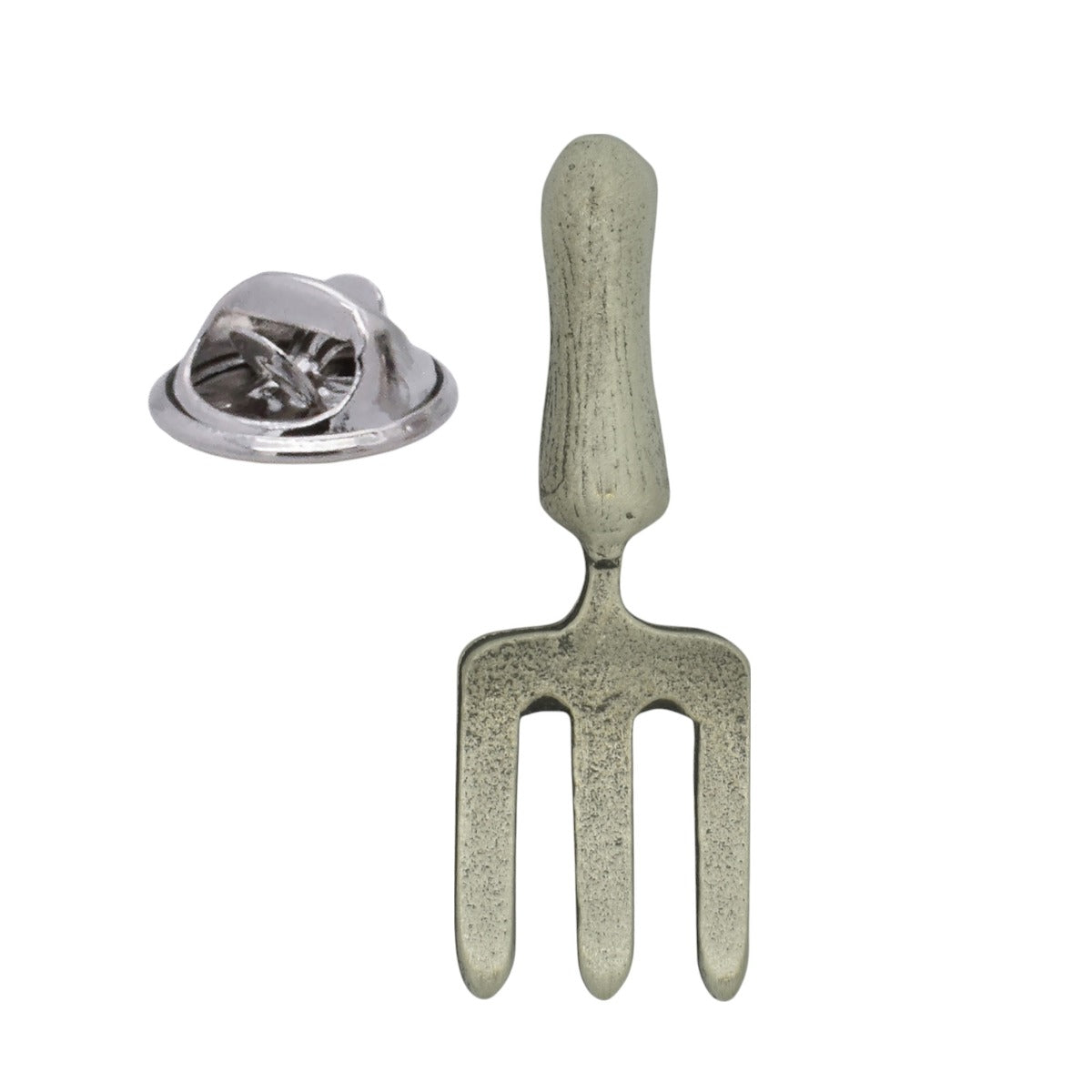 Gardeners Fork English Made Pewter Lapel Pin Badge
