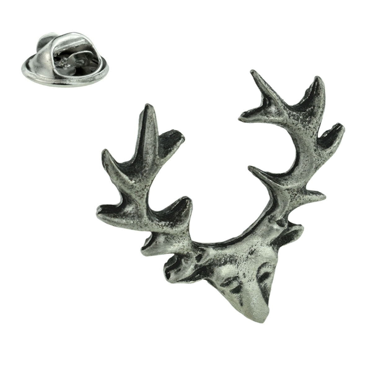 Stag Head Pewter English Made Pewter Lapel Pin Badge
