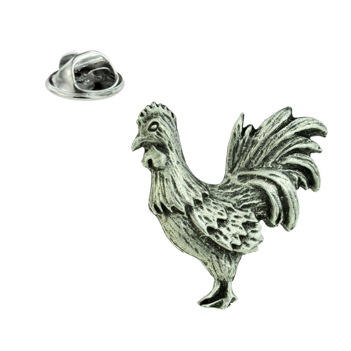 Cockerel Rooster Chicken English Made Pewter Lapel Pin Badge