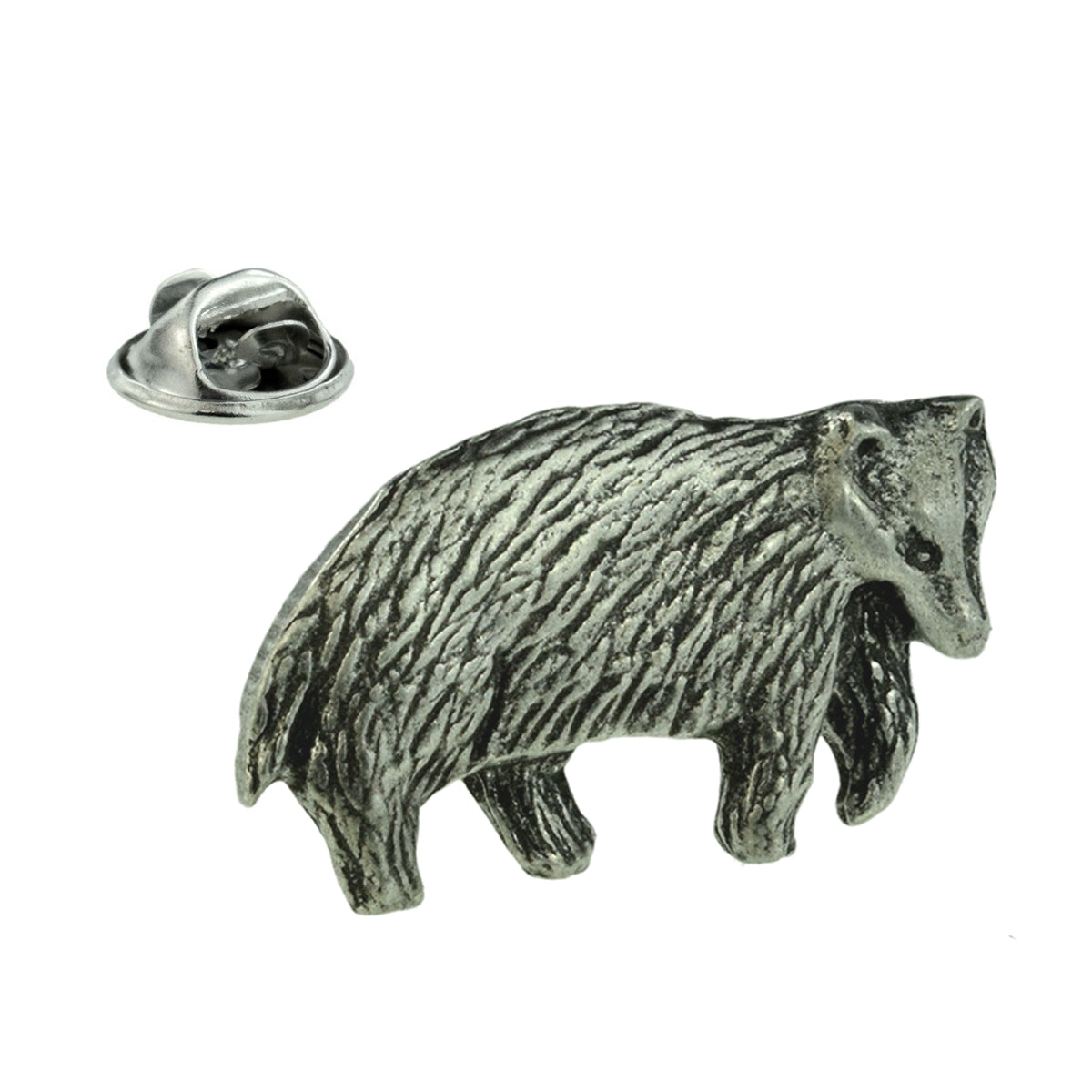 Badger English Made Pewter Lapel Pin Badge