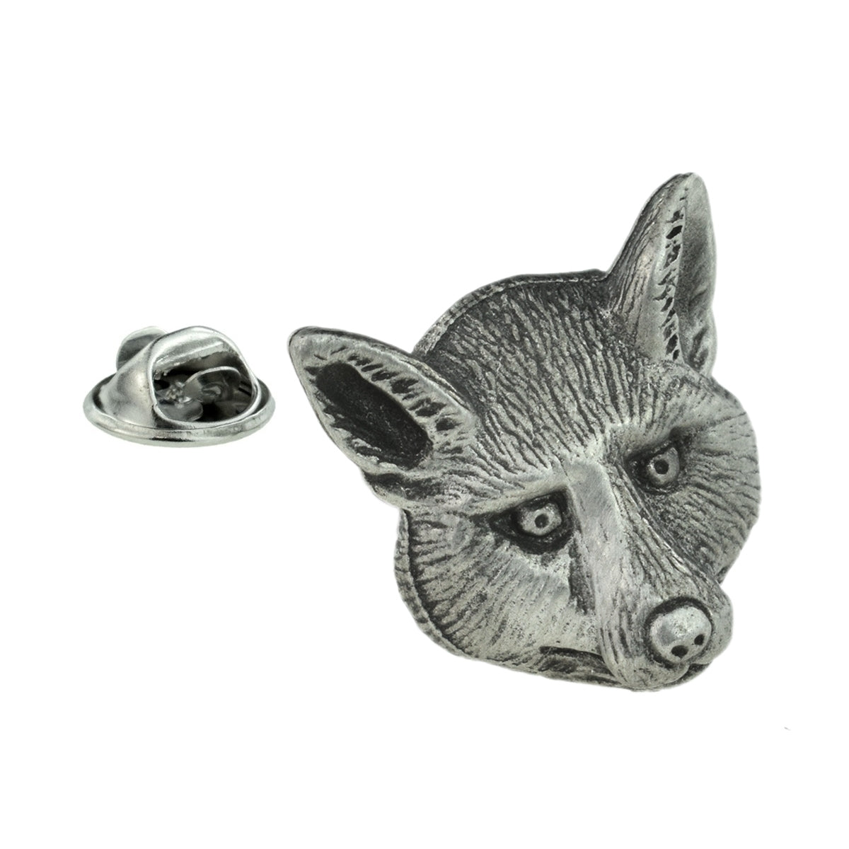 Fox Head English Made Pewter Lapel Pin Badge