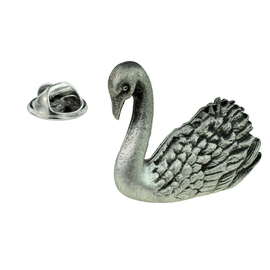 Swan Bird English Made Pewter Lapel Pin Badge