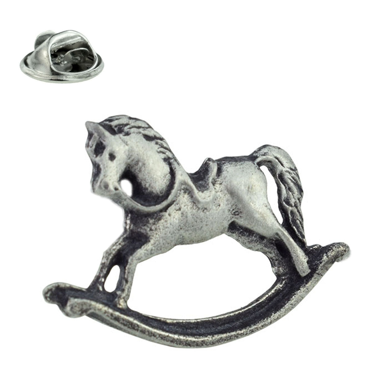Rocking Horse English Made Pewter Lapel Pin Badge