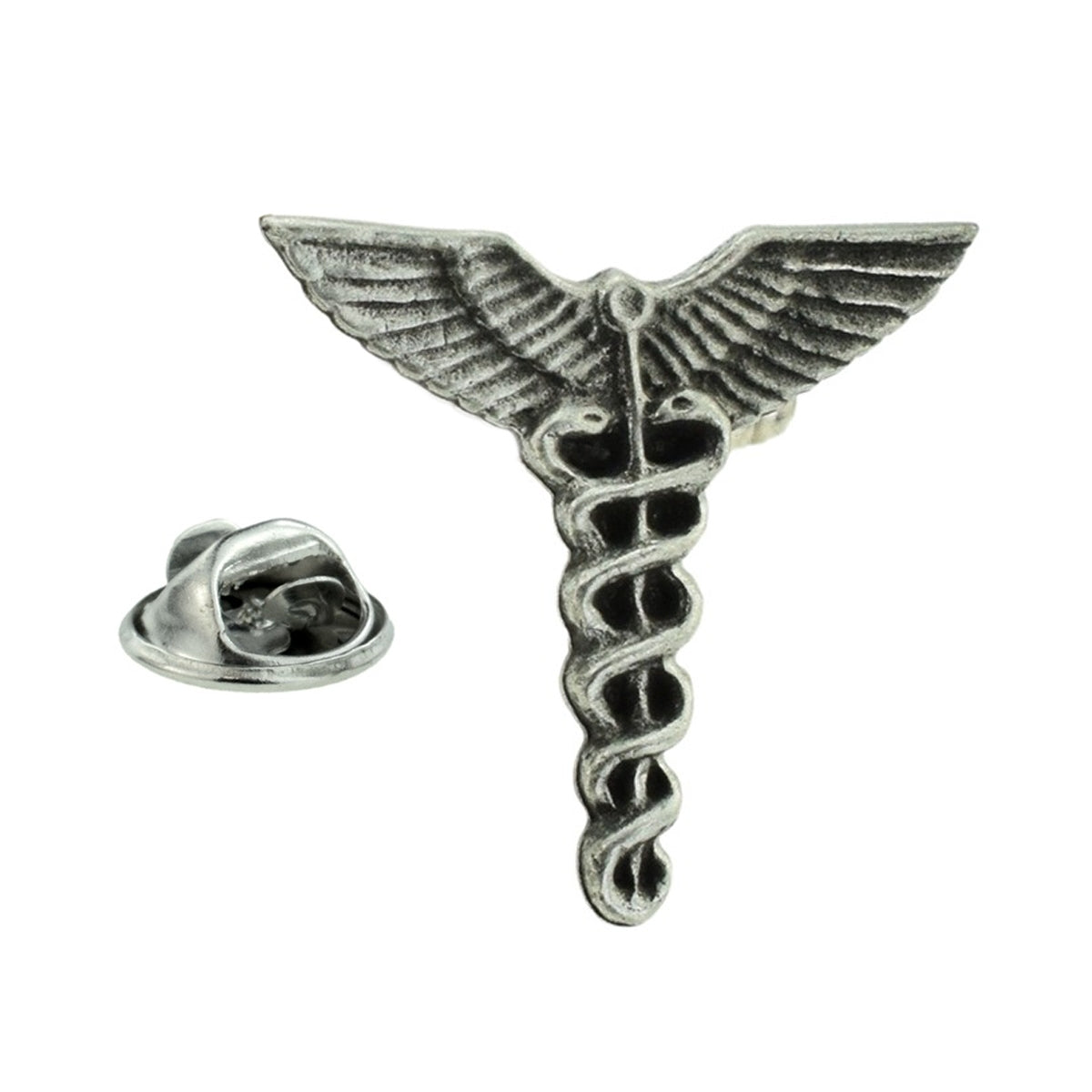 Caduceus Medical Symbol Doctors English Made Pewter Lapel Pin Badge