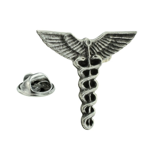 Caduceus Medical Symbol Doctors English Made Pewter Lapel Pin Badge