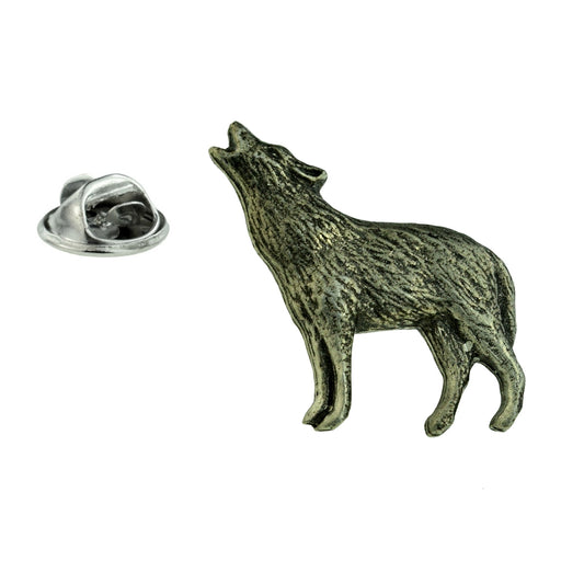 Wolf English Made Pewter Lapel Pin Badge