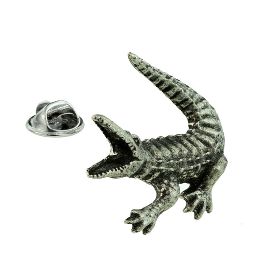 Crocodile English Made Pewter Lapel Pin Badge