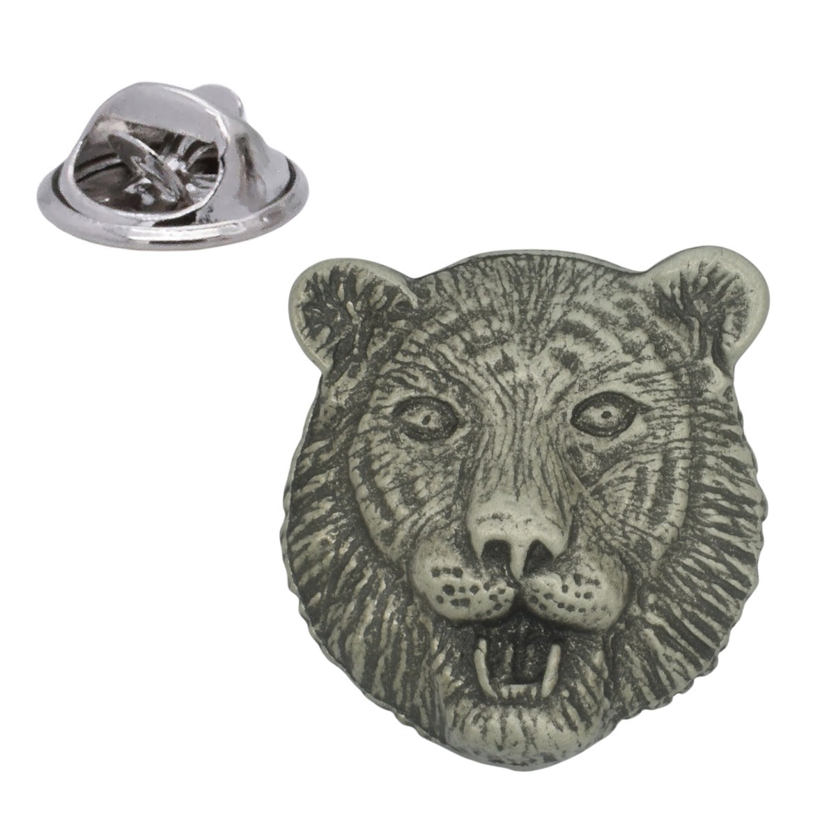 Tiger Head English Made Pewter Lapel Pin Badge