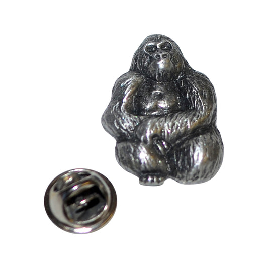 Gorilla Ape English Made Pewter Lapel Pin Badge