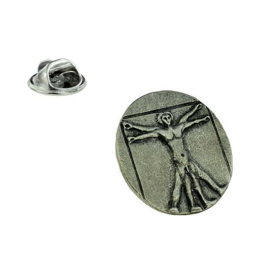 Vitruvian Man English Made Pewter Lapel Pin Badge