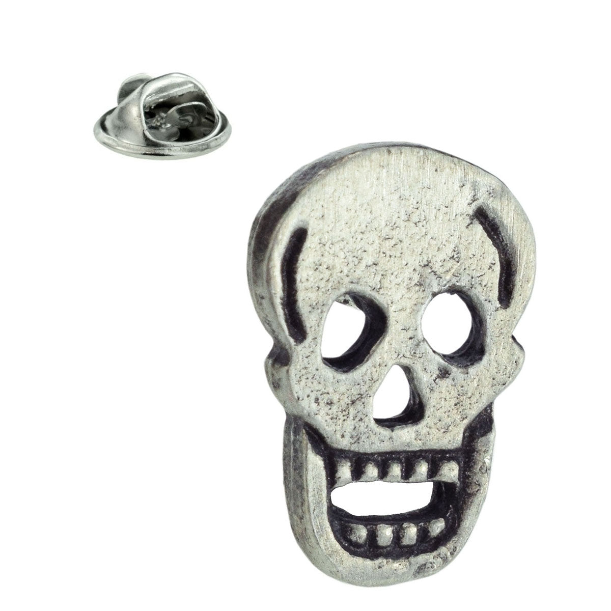 Skull Design English Made Pewter Lapel Pin Badge