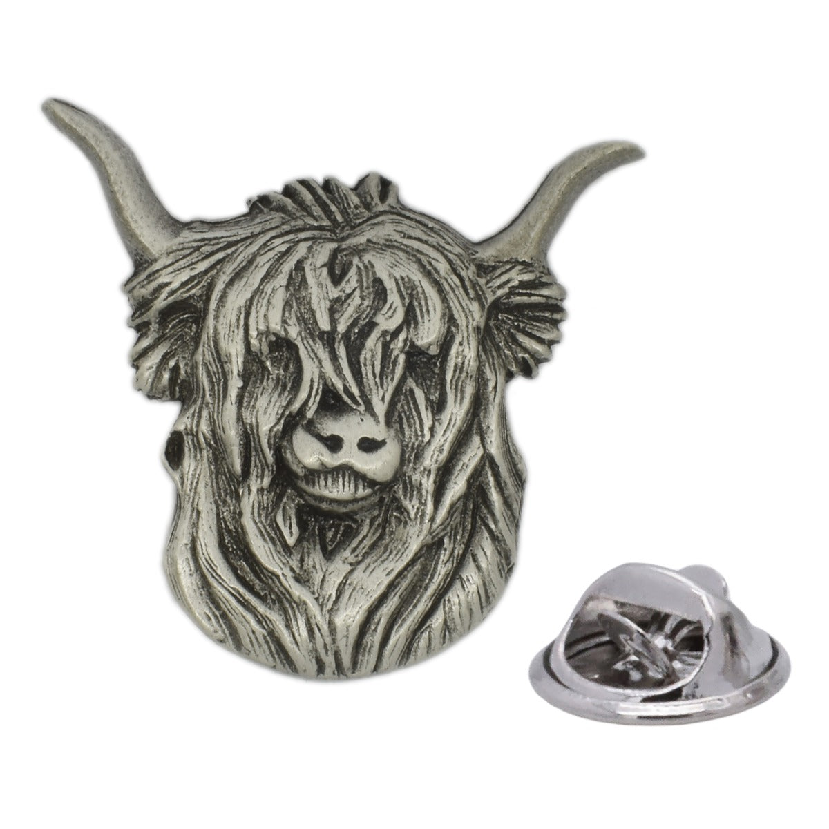 Highland Cow English Made Pewter Lapel Pin Badge